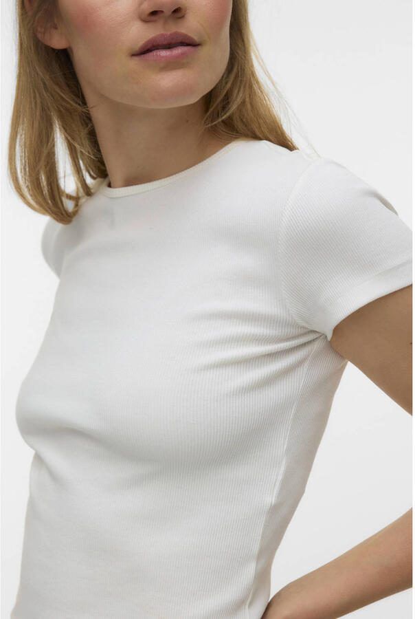 Vero Moda Regular fit T-shirt met geribde look model 'CHLOE' - Foto 2
