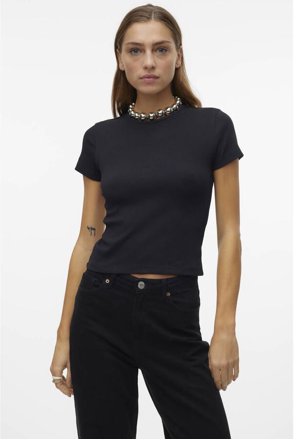 Vero Moda Regular fit T-shirt met geribde look model 'CHLOE'