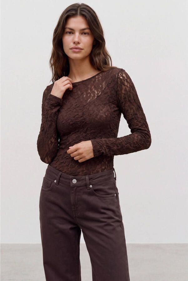 VERO MODA kanten top bruin