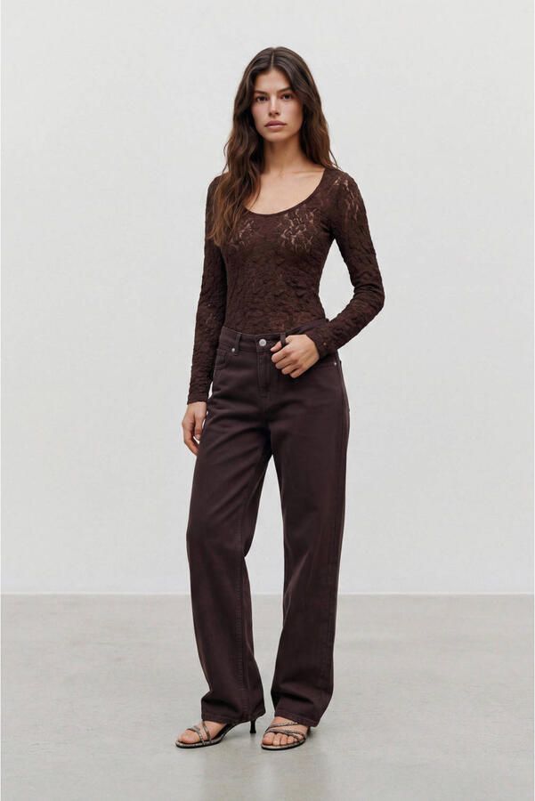 VERO MODA kanten top bruin - Foto 2