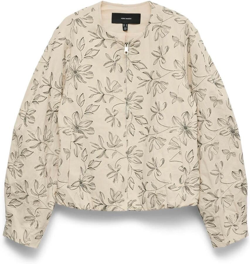 VERO MODA katoenen gebloemde zomerjas beige