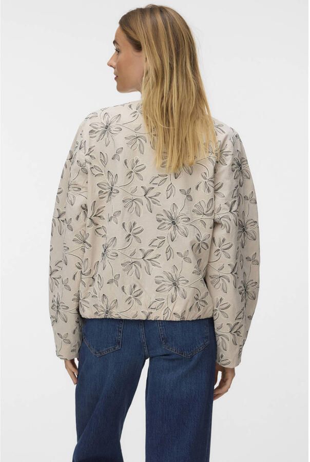 VERO MODA katoenen gebloemde zomerjas beige - Foto 3