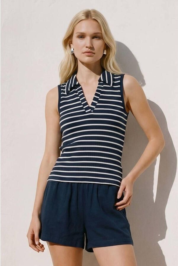 VERO MODA katoenen gestreepte top donkerblauw