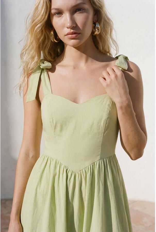 VERO MODA katoenen midi jurk lichtgroen