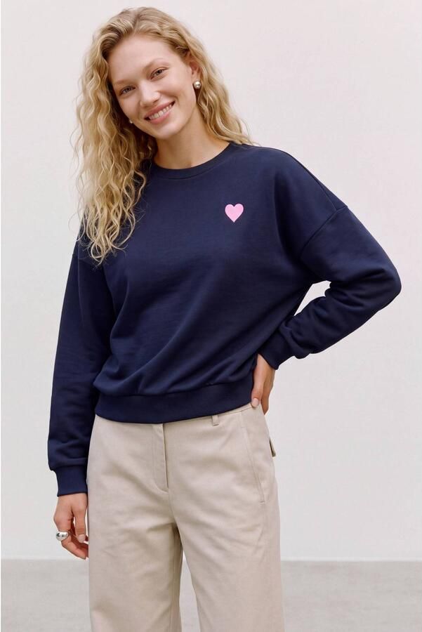 VERO MODA katoenen sweater donkerblauw