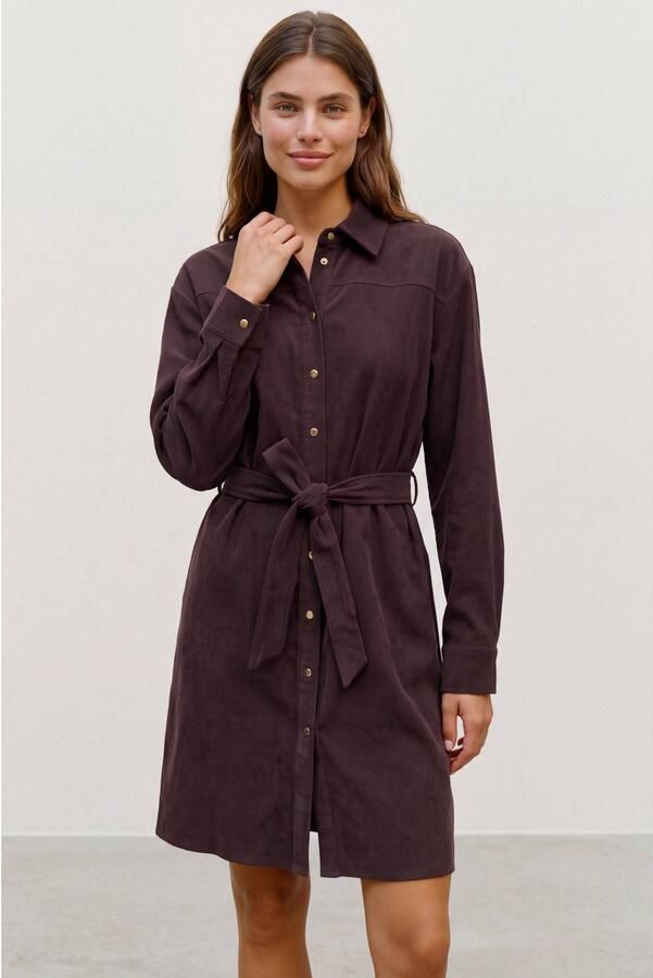VERO MODA korte jurk met ceintuur bruin