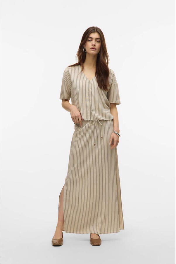 Vero Moda boxy fit overhemdblouse van mix van viscose en linnen model 'MYMILO' - Foto 2