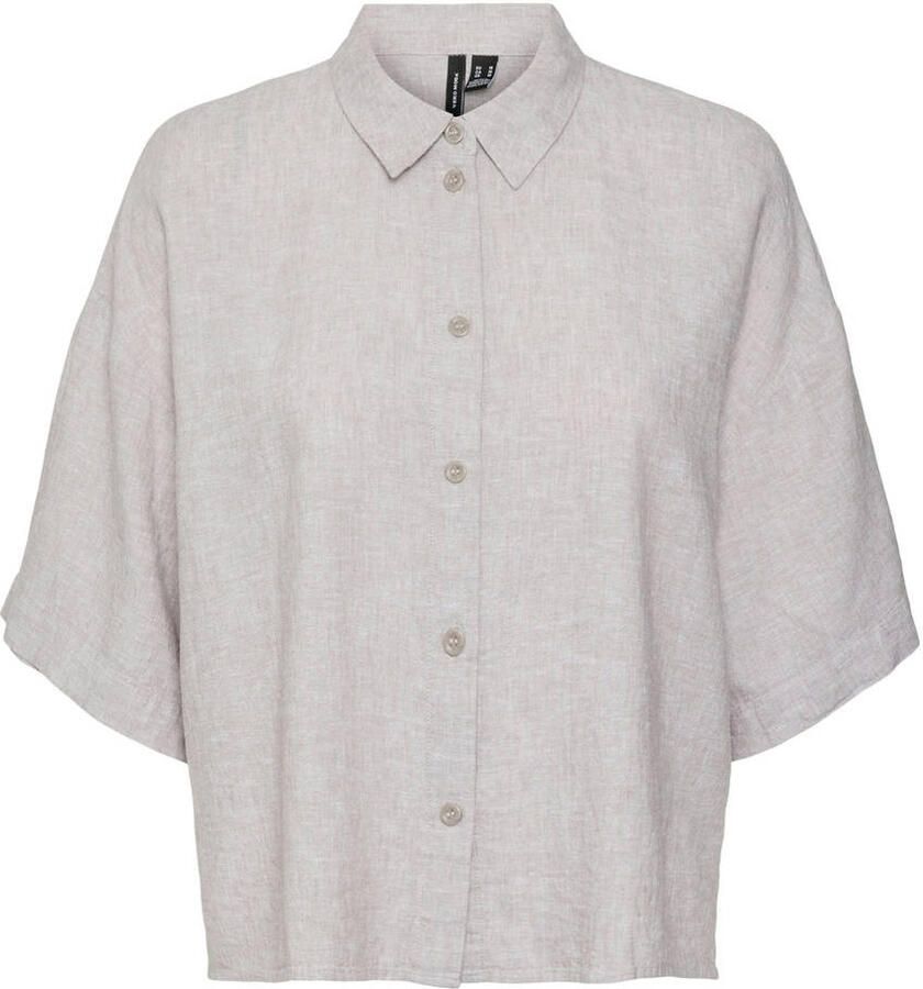 Vero Moda Regular fit overhemdblouse van een mix van linnen en viscose model 'LINN'