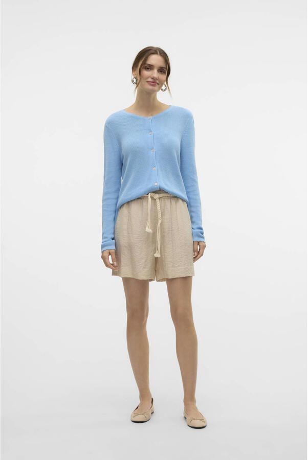 VERO MODA linnen regular waist casual short ecru - Foto 3