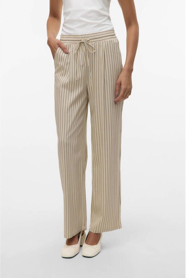 Vero Moda Loose fit bandplooibroek in een mix van viscose en linnen model 'JESMILO'