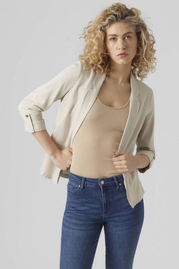 Vero Moda Blazer van een mix van viscose en linnen met 3 4-mouwen model 'JESMILO'