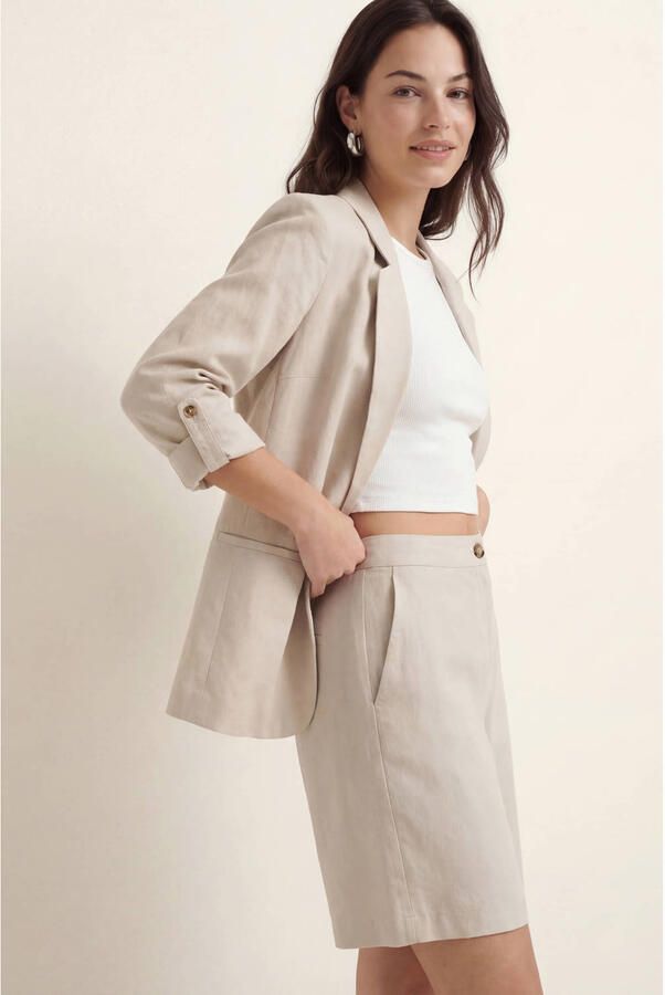 Vero Moda Blazer van een mix van viscose en linnen met 3 4-mouwen model 'JESMILO' - Foto 3