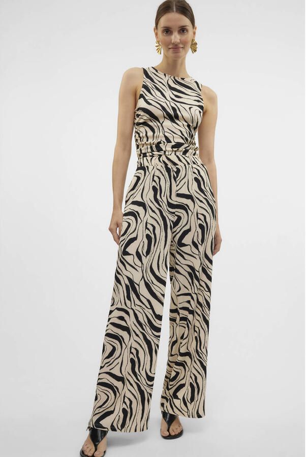 VERO MODA loose high waist broek beige - Foto 3