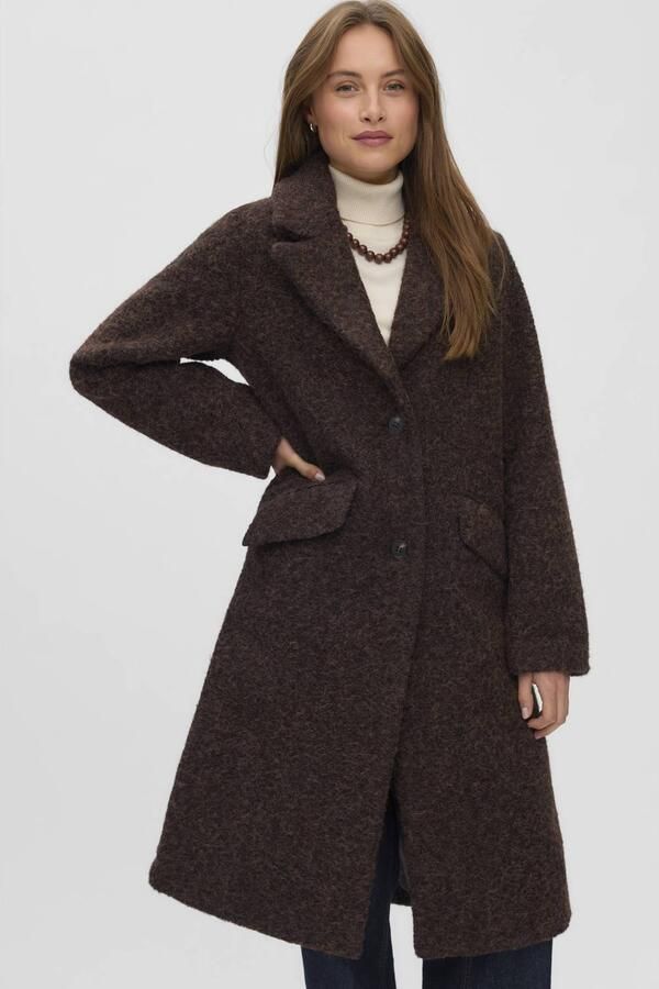 Vero Moda Lange jas met bouclé-structuur model 'VMELENA'