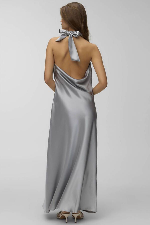 VERO MODA maxi halterjurk met plooien zilver - Foto 3