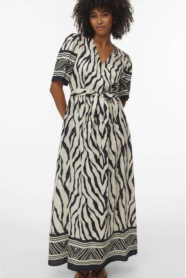 VERO MODA maxi jurk met zebraprint ecru - Foto 2