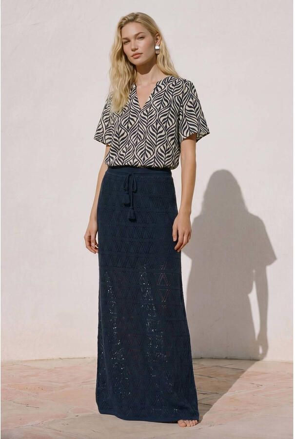 VERO MODA maxi rok crochet donkerblauw
