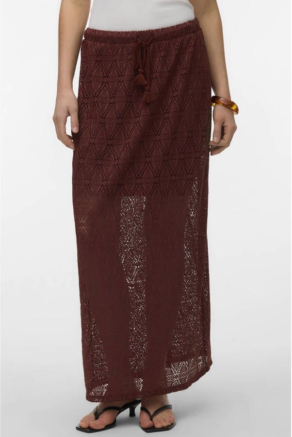 VERO MODA maxi rok crochet donkerrood - Foto 3