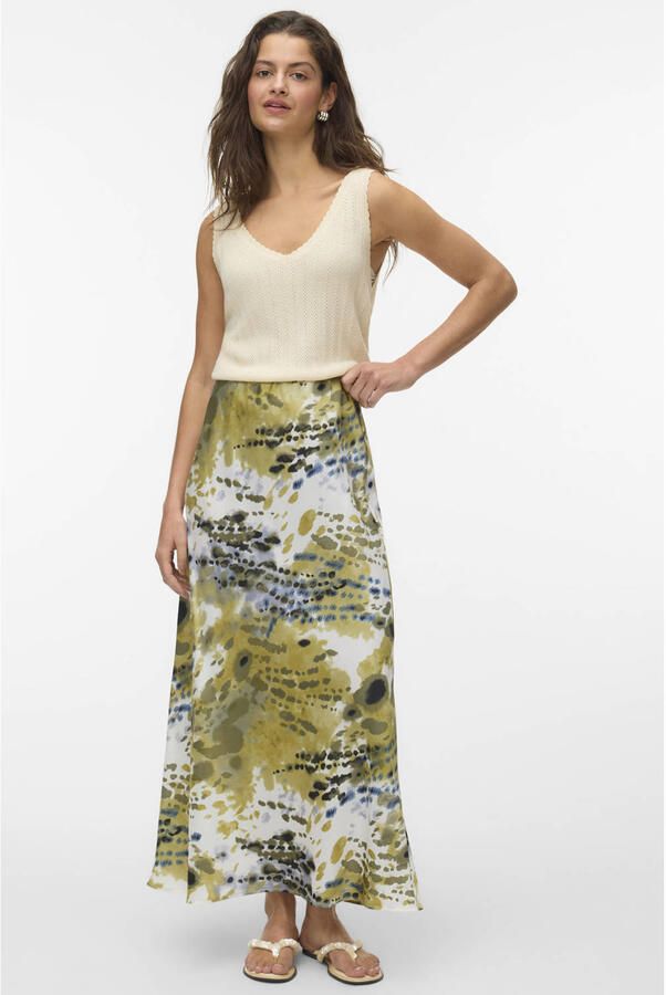 VERO MODA maxi rok limegroen