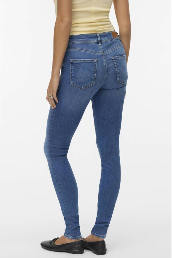 VERO MODA mid waist skinny jeans Lux met katoen VMLUX medium blue denim - Foto 3