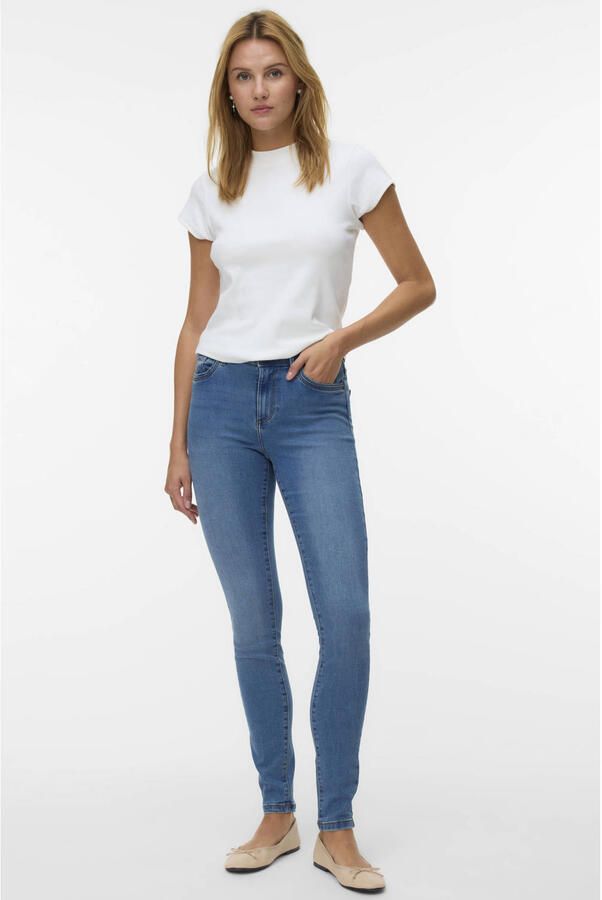 VERO MODA mid waist skinny jeans VMTANYA medium blue denim - Foto 2