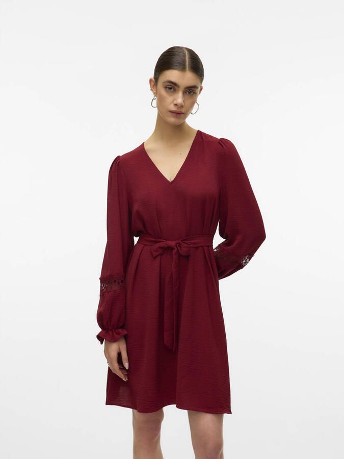 VERO MODA midi jurk donkerrood