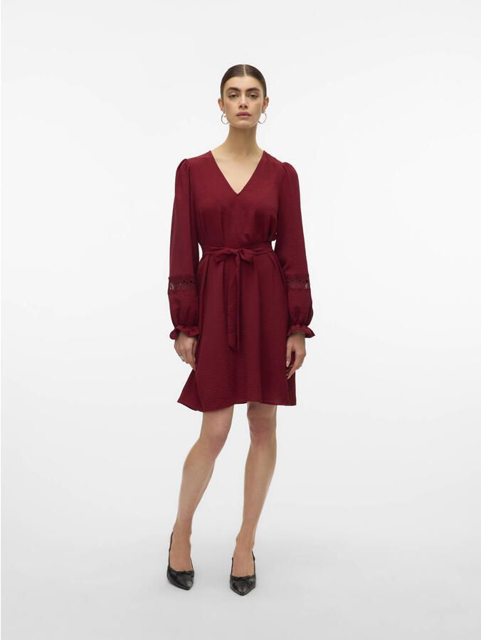 VERO MODA midi jurk donkerrood - Foto 2