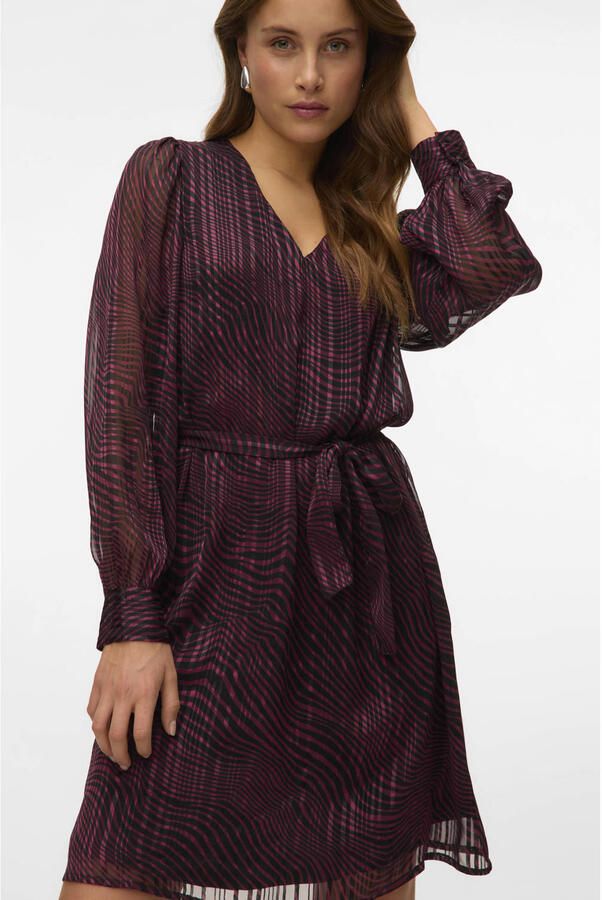 VERO MODA midi jurk donkerrood