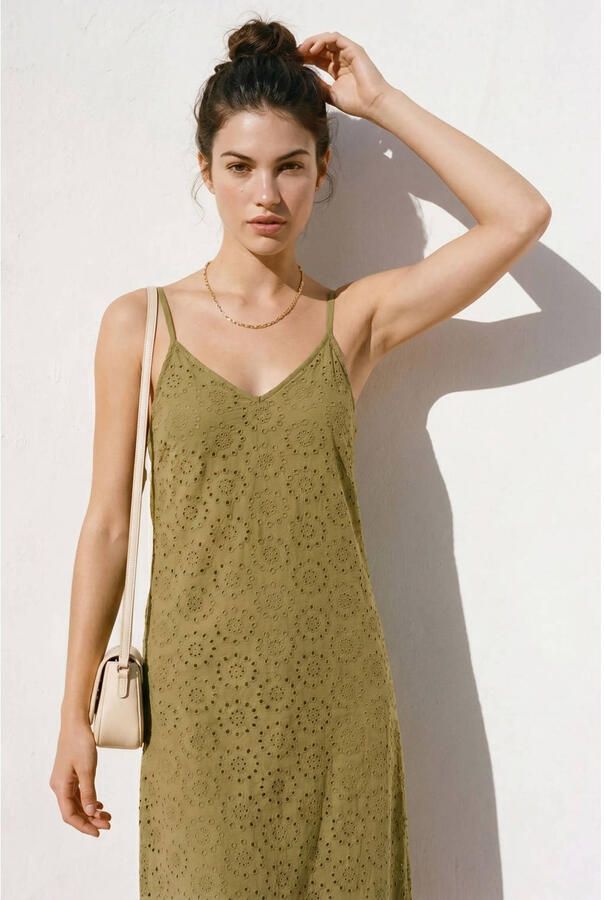 VERO MODA midi jurk olijfgroen