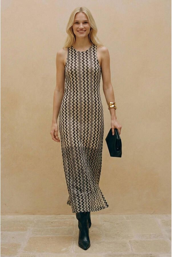 VERO MODA midi jurk zwart