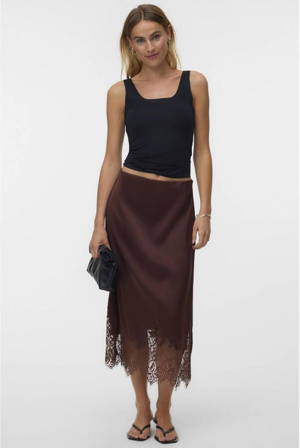 VERO MODA midi rok donkerbruin - Foto 2