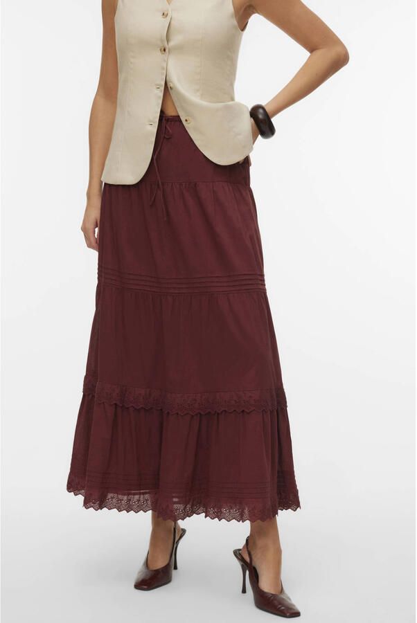 VERO MODA midi rok donkerrood - Foto 3
