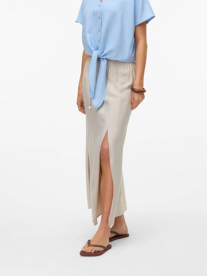 VERO MODA midi rok lichtgrijs - Foto 3