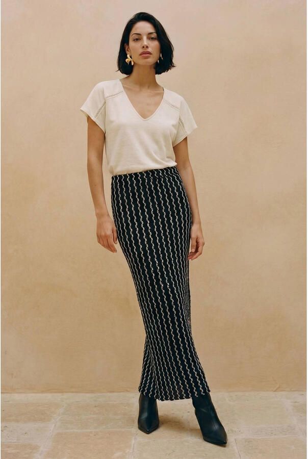 VERO MODA midi rok met print zwart