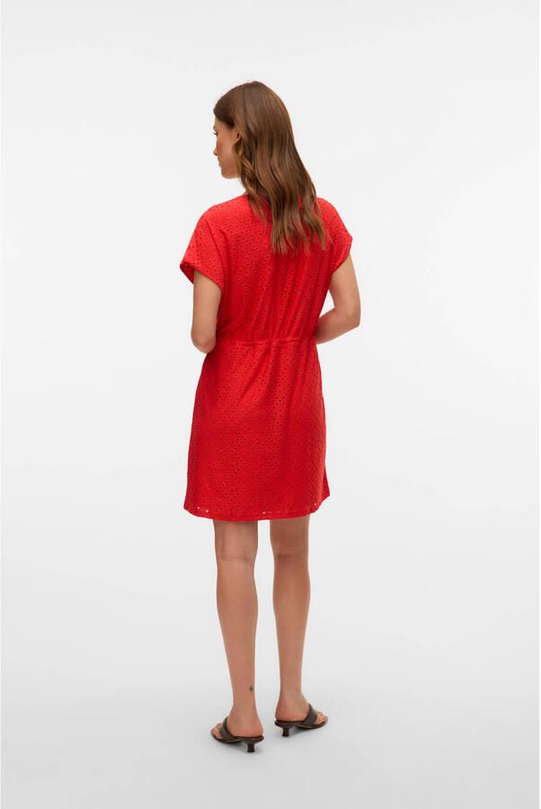 VERO MODA mini jurk broderie rood - Foto 2
