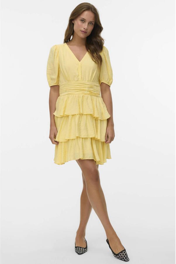 VERO MODA mini jurk lichtgeel - Foto 3