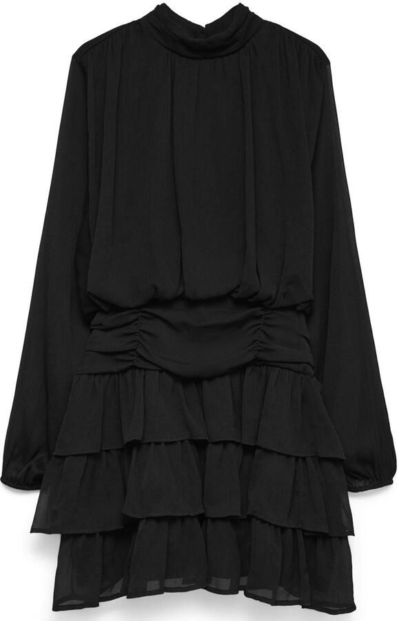VERO MODA mini jurk met ruches zwart