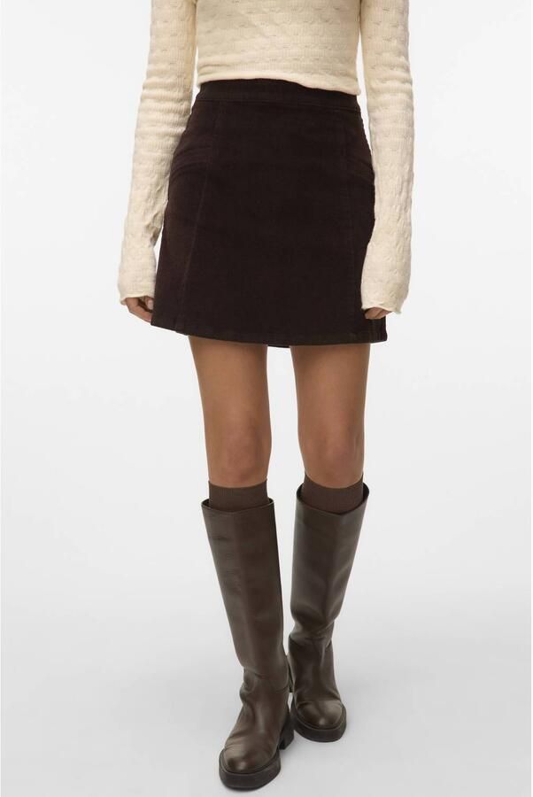 VERO MODA mini rok donkerbruin