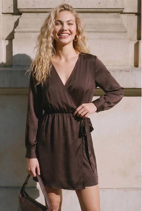 VERO MODA x Wehkamp wikkeljurk bruin - Foto 2