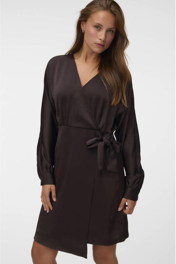 VERO MODA x Wehkamp wikkeljurk bruin