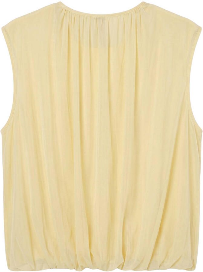 VERO MODA mouwloze top met plooien lichtgeel