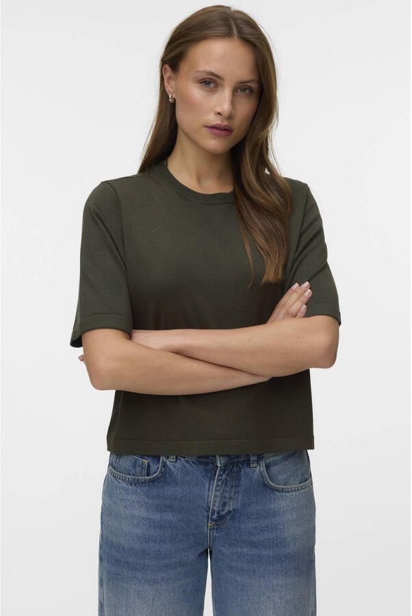 VERO MODA oversized gebreide trui donkergroen
