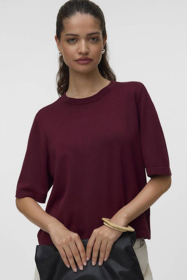 VERO MODA oversized gebreide trui donkerrood