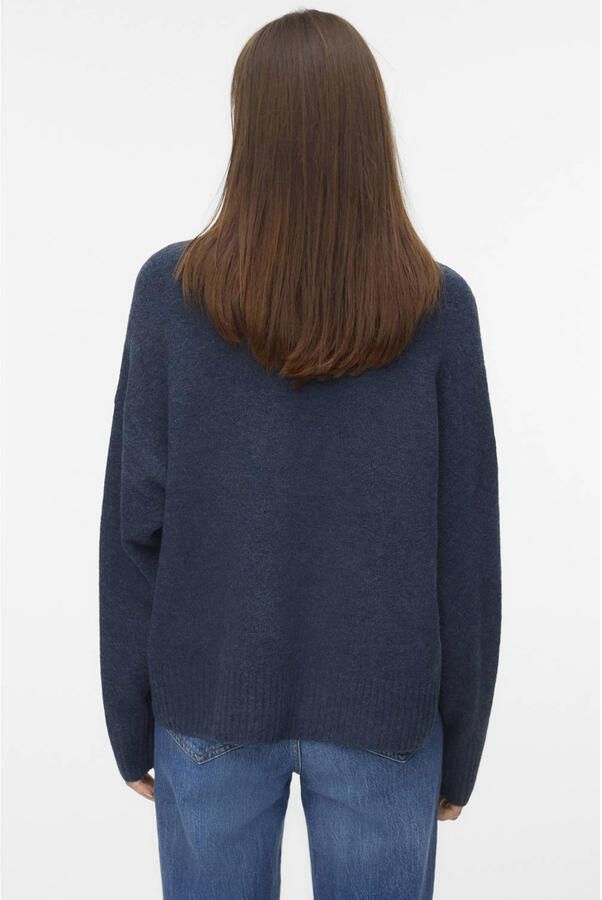 VERO MODA x Wehkamp oversized gebreide trui met wol blauw - Foto 3