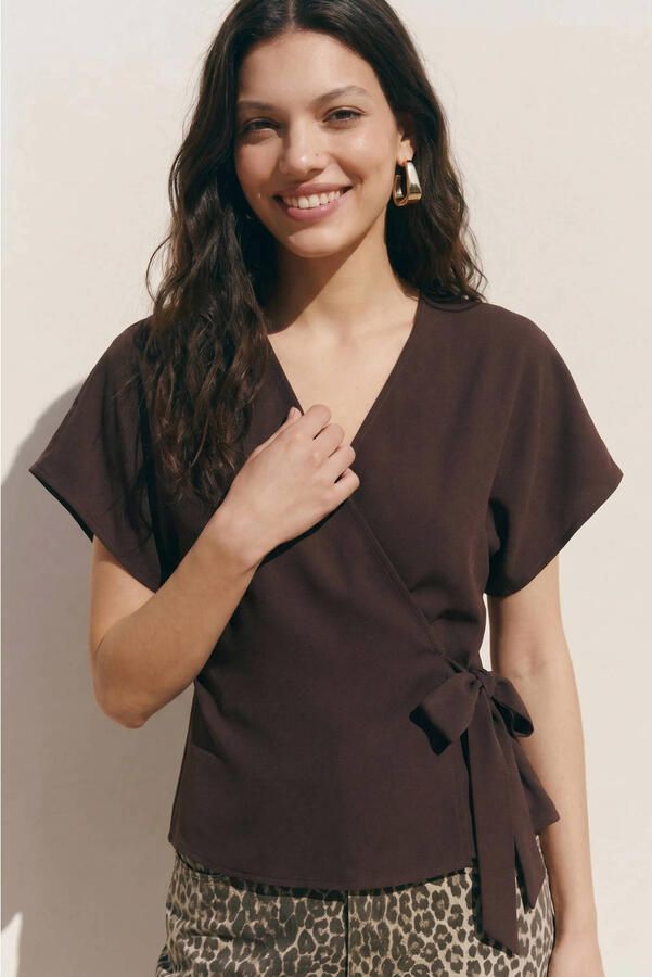 VERO MODA overslagtop bruin