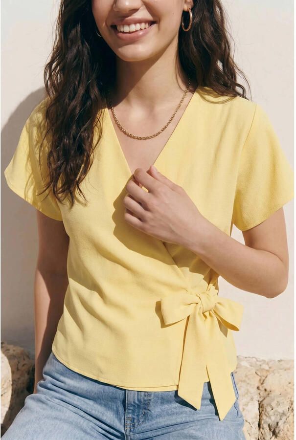 VERO MODA overslagtop geel