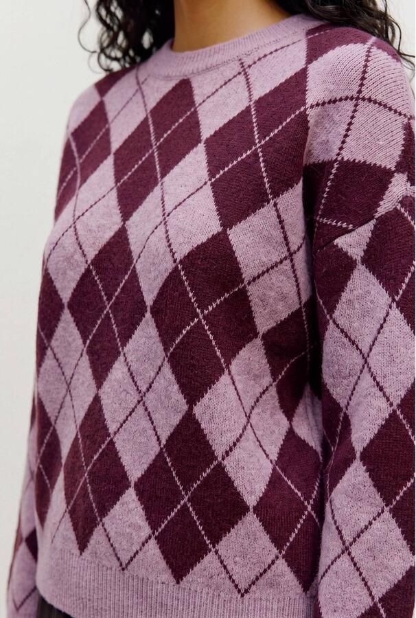 VERO MODA pullover met print en wol donkerrood - Foto 2