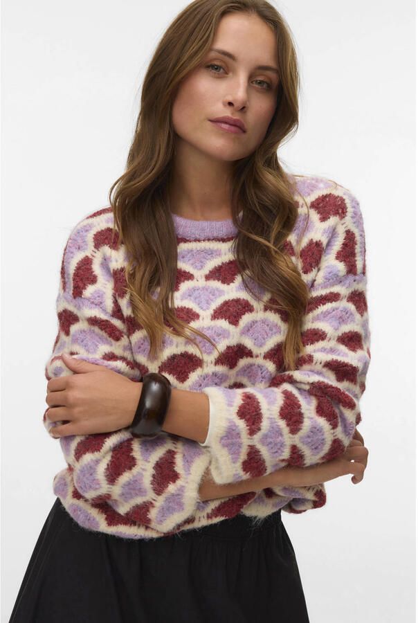 VERO MODA pullover met print en wol meerkleurig