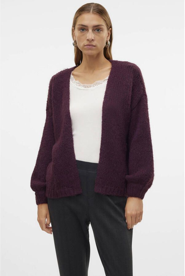 VERO MODA rechtvallend gebreid vest donkerrood