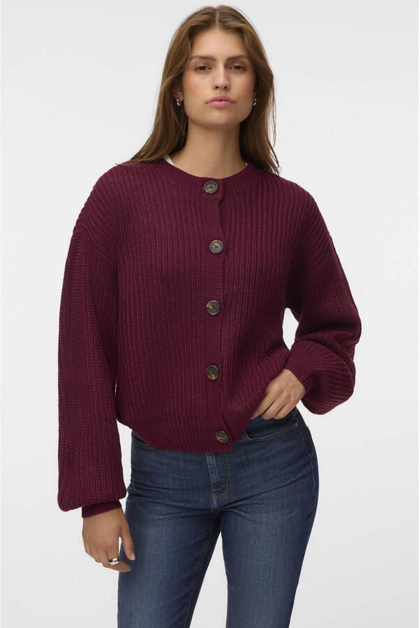 Vero Moda Loose fit gebreid jack met enkelrijige knoopsluiting model 'LEA'